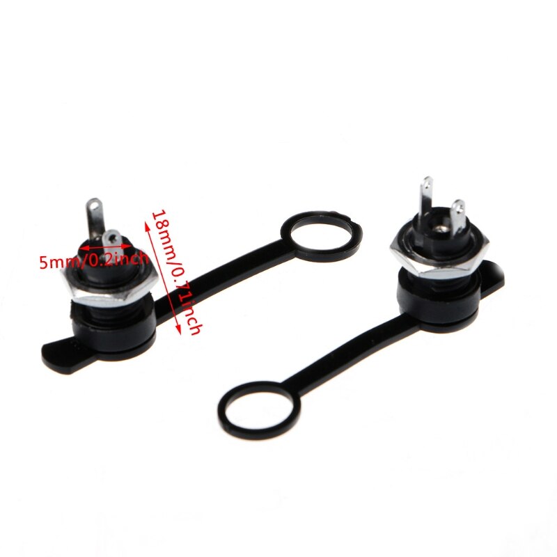 5 Pcs DC-022B Power Supply Jack Socket Female Panel Mount Connector 5.5 x 2.1mm w/Cap