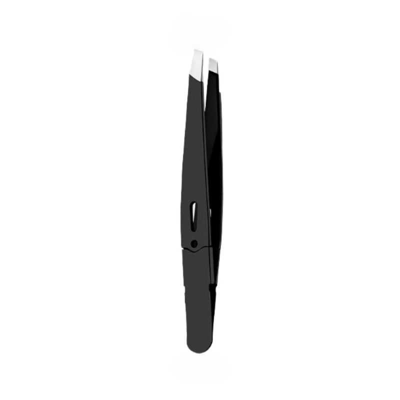Pinça de sobrancelha em aço inoxidável, Cabelo colorido, Beleza Fine Hairs Extrator, Clipes de sobrancelha inclinada, Removal Makeup Tools: Preto