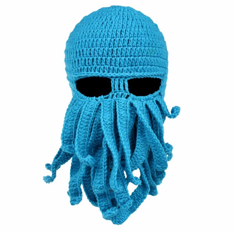 Männer Frauen Kreative Lustige Tentakel Krake Gestrickte Hütte Lange Bart Mütze Kappe Sturmhaube Winter Warme Halloween Kostüm Cosplay Maske