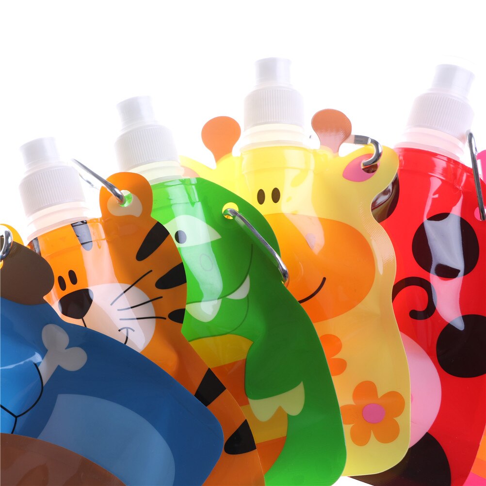 Miljøvenlig foldbar tegneserie dyr vandpose rejse drikke flaske sikker til børn børn 300-350ml