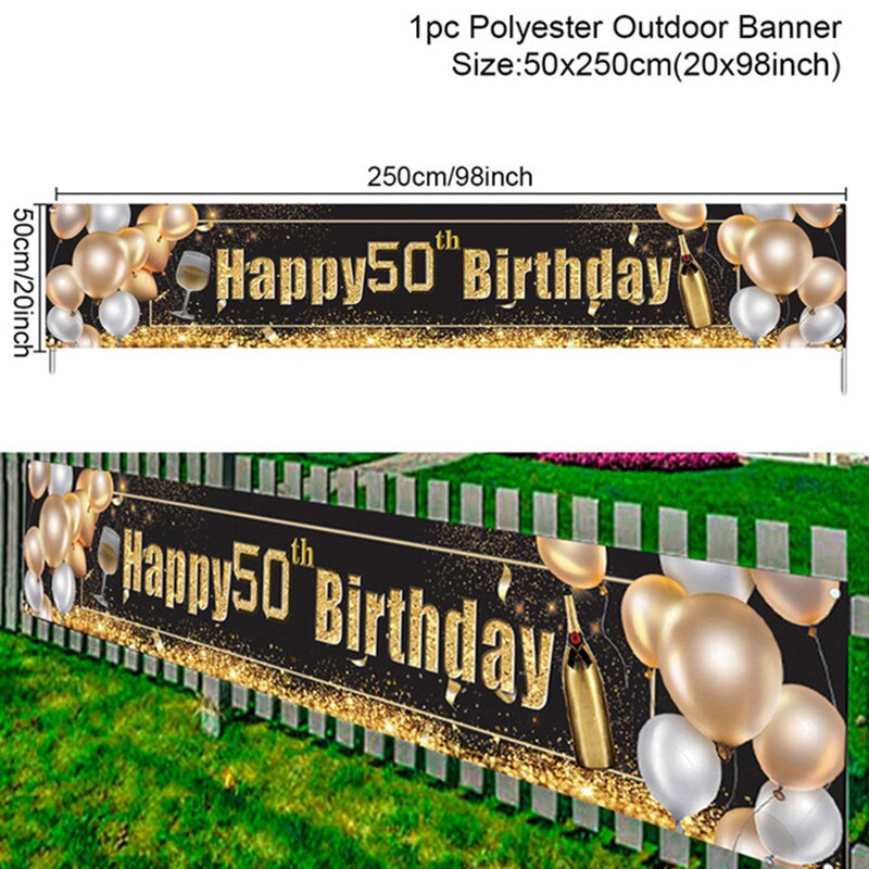 Pancarta de feliz cumpleaños 30, 40, 50, 60, 70, 80, 90, decoración para de cumpleaños para adultos 40, 50, 60, 60, suministros para de aniversario: 50th