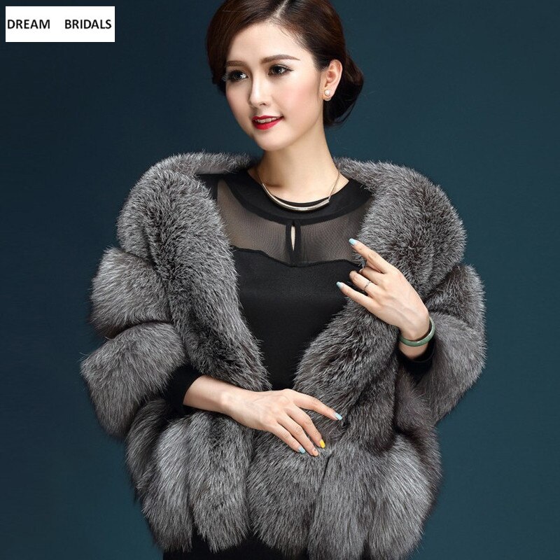 in Stcok Frauen Bolero Braut Schal Faux Fell wickeln Bolero Hochzeit Kap Braut Schal Pelzcape Braut Mantel Bolero