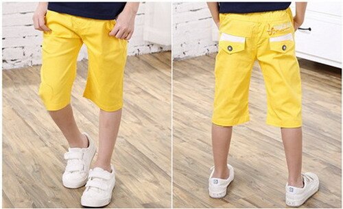 summer children causal shorts Kids embroidery letters shorts for boys 4-9 years !: YELLOW / 4T