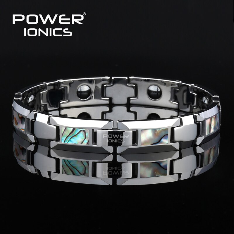 Power Ionics Magnetische Armband Mannen Luxe Natuurlijke Shell Nooit Scratch Tungsten Stalen Armbanden Voor Vrouwen Cross Sieraden