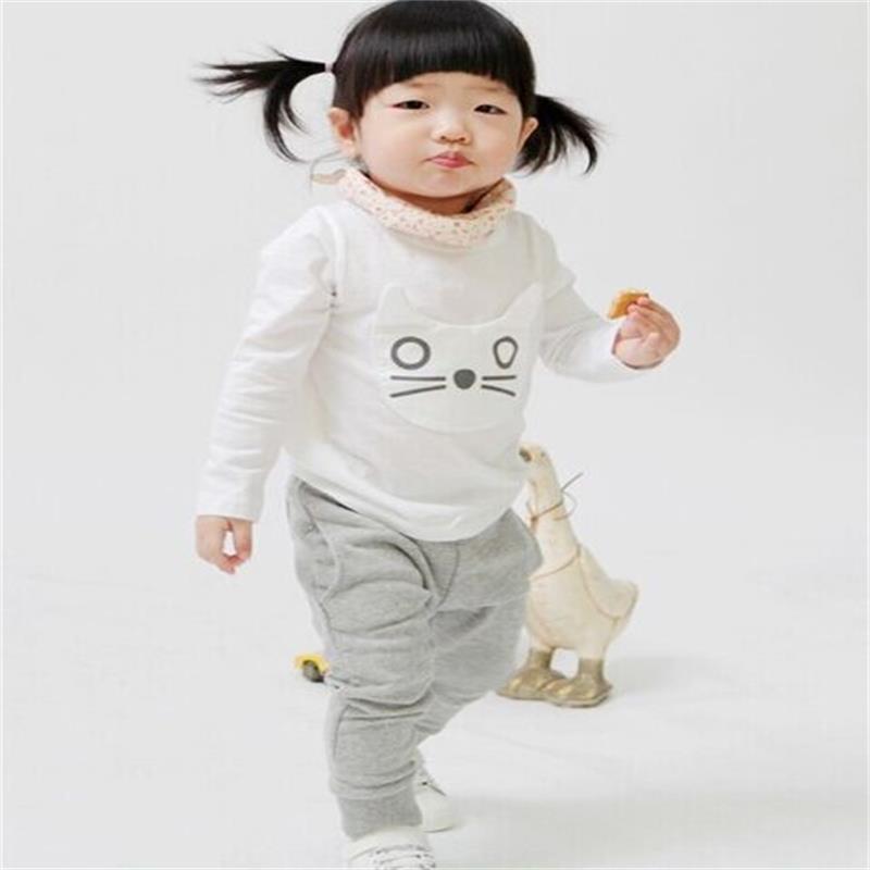 Kinderen Broek Lente En Herfst 100% Katoen Jongens En Meisjes Cartoon Kat Harem Pantalon Broek 0-2-3 Jaar Oud