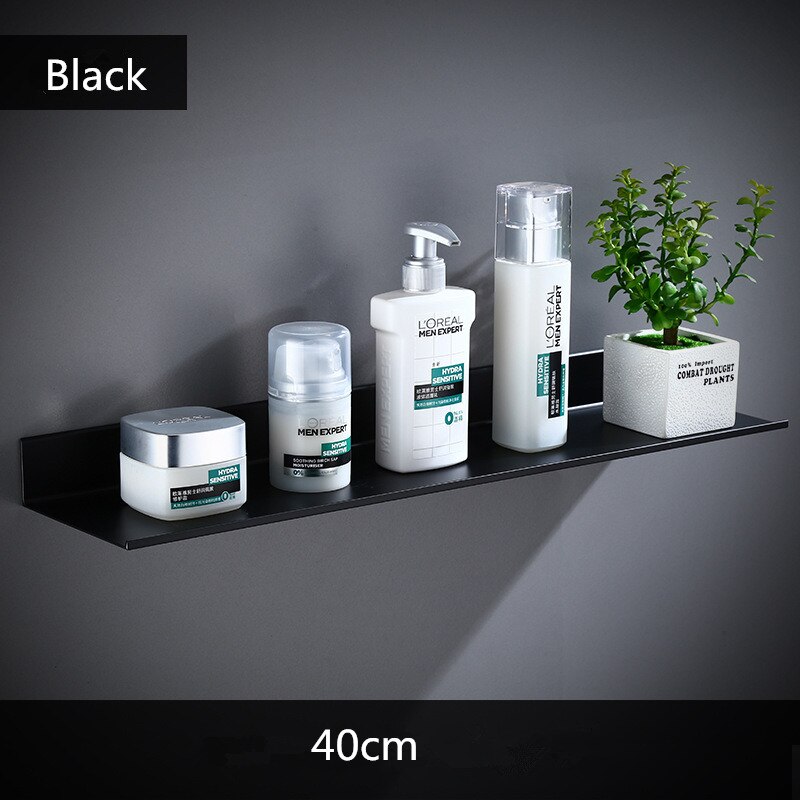 Zwarte Badkamer Planken Keuken Plank Met Haken Wandplank Douche Opbergrek Handdoek Bar Badkamer Accessoires 30-50 Cm lengte: 40cm style 2