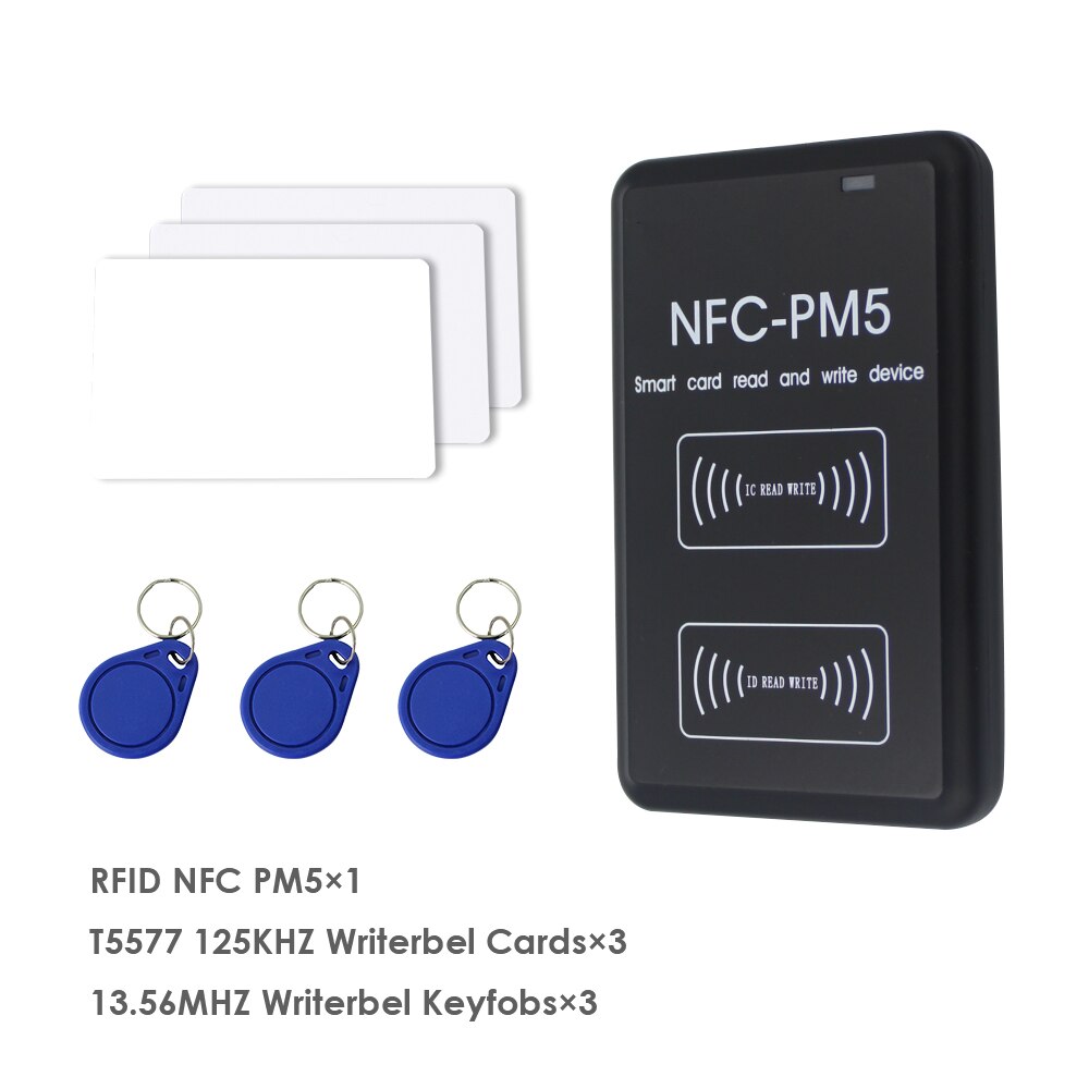 dual-frequency 125KHZ 13.56MHZ NFC PM5 IC/ID Duplicator RFID Reader Full Writer Decoding Function Card Copier: Writer 6key