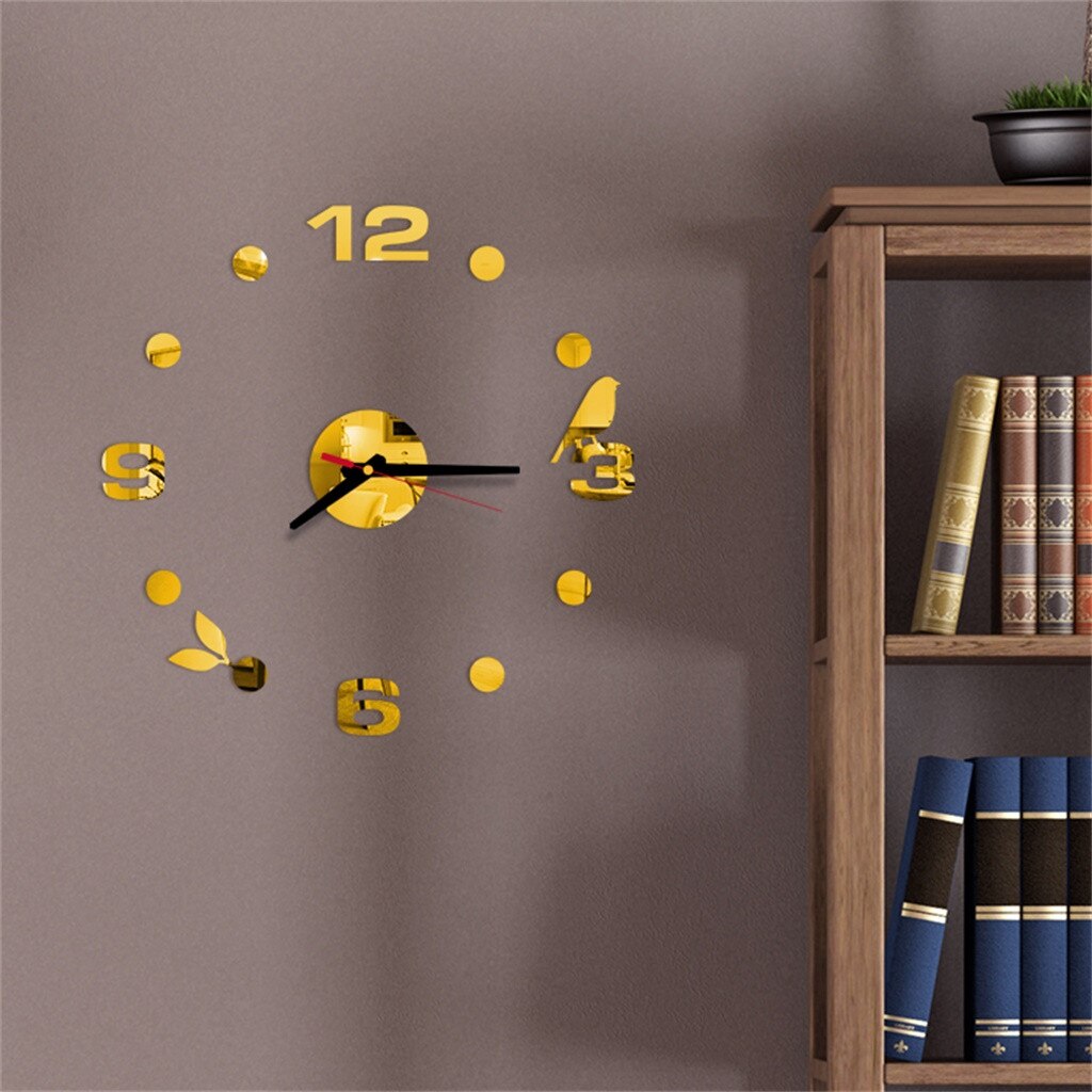 Horloge murale 3D à miroir en acrylique avec chiffres romains à imprimer, autocollants, chiffres romains, décoration de la maison, # GH