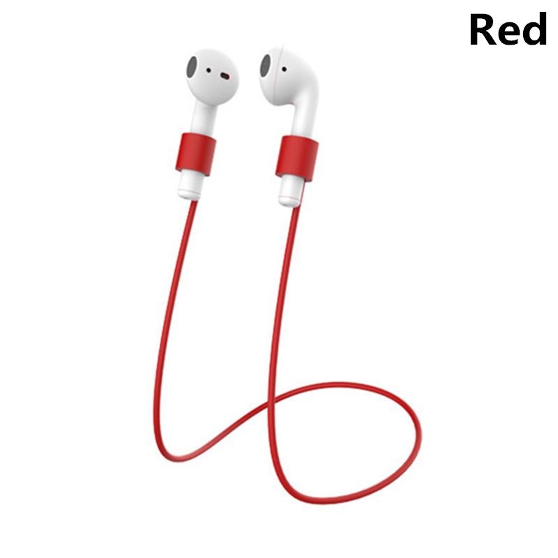 Correa para Airpods, cuerda antipérdida para Airpods, cordón de silicona para Airpods, compatible con cuerda para Airpods, almacenamiento de auriculares antipérdida: Rojo
