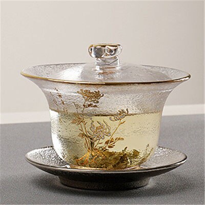 Service à thé japonais en verre Transparent Gaiwan, Gongfu, couvercle résistant à la chaleur: C
