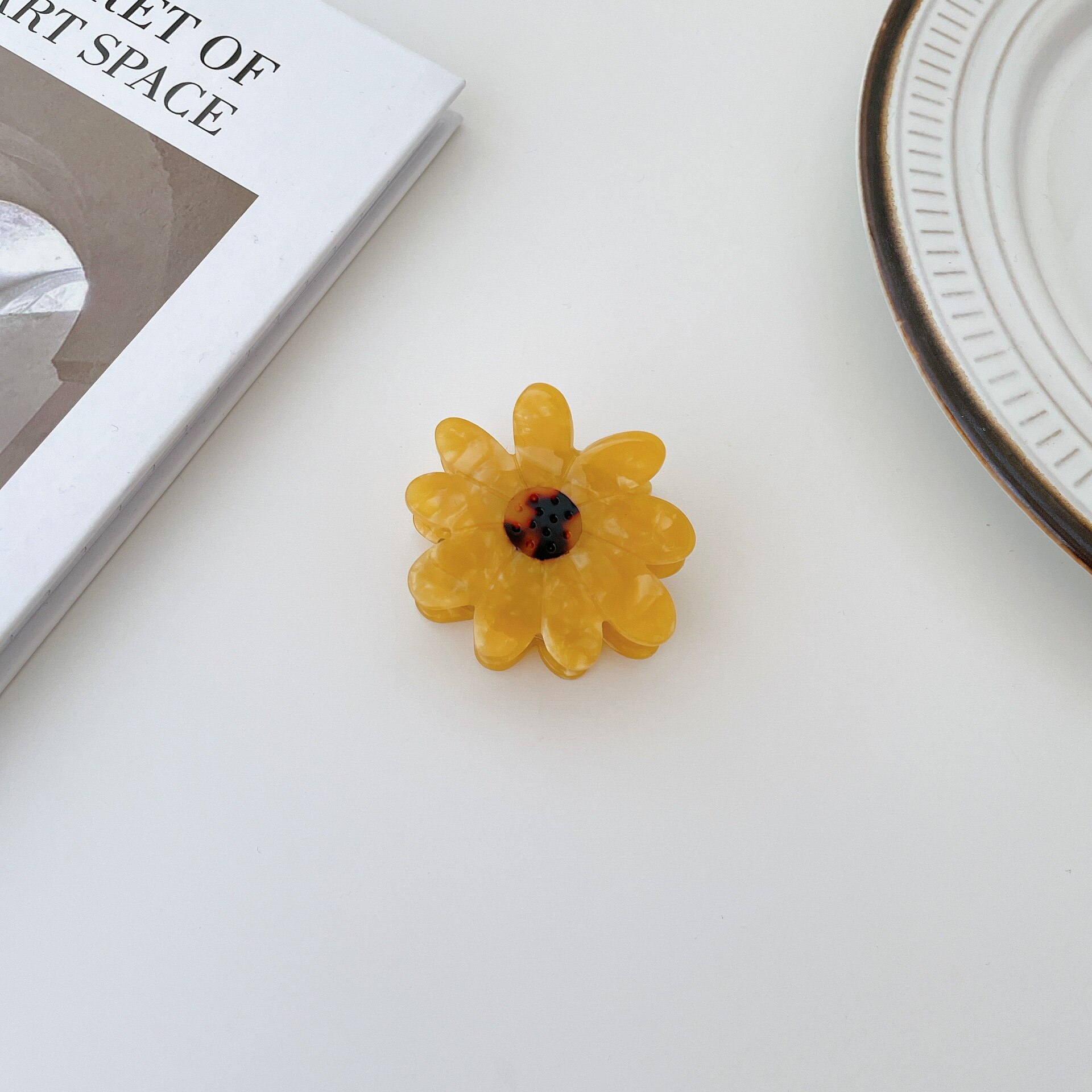 Pinza para el pelo con forma de flor para mujer y niña, accesorios para el cabello, placa de ácido acético, pequeña Margarita, tulipán, acetato, diamantes de imitación