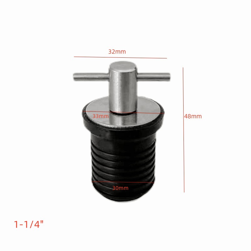 Bootsablassschraube 1'' oder 1-1/4''Gummi- und Edelstahlgriff Deckablassschraube passend für 25 mm 32 mm Loch Kajakfahren Beiboot Yacht: Rot