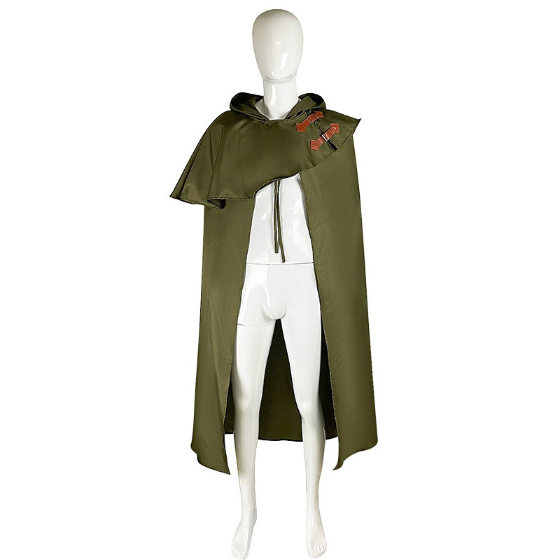Elf elves wood forest costume medieval cloak cape coat men women hooded polka dot hat hooded wizard robe outfit halloween for adults