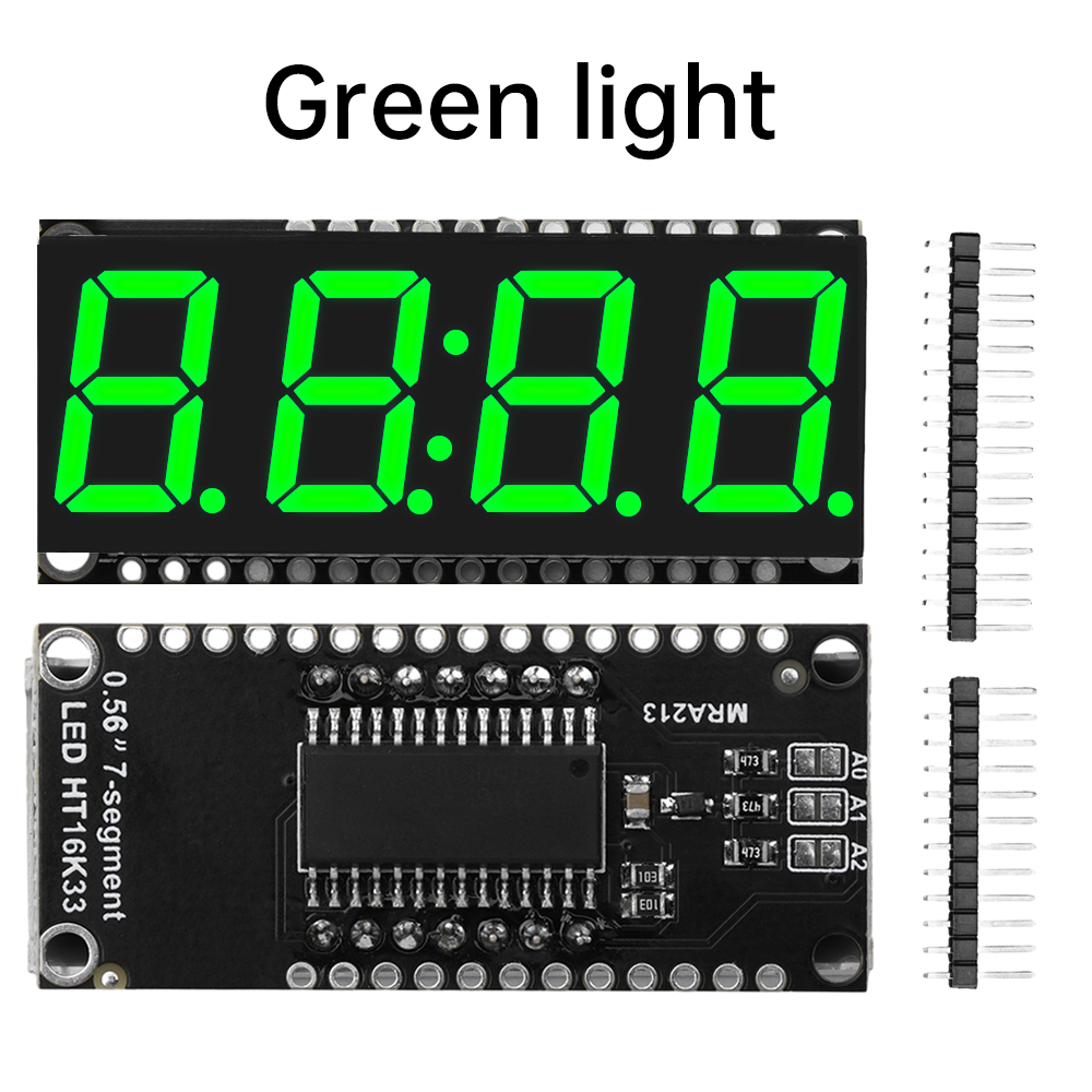 0.56 inch 4 Bits 7 Segments LED Digital Display Module Yellow/White/Red/Green/Blue Clock Module HT16K33 Driver for Arduino: green
