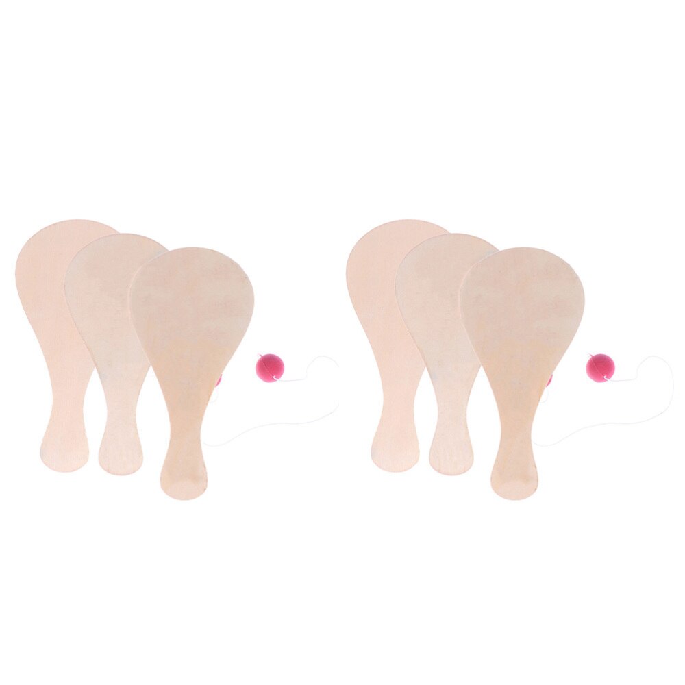 6pcs Hand-painted Wooden Paddle Kid Game Props DIY Graffiti Paddle