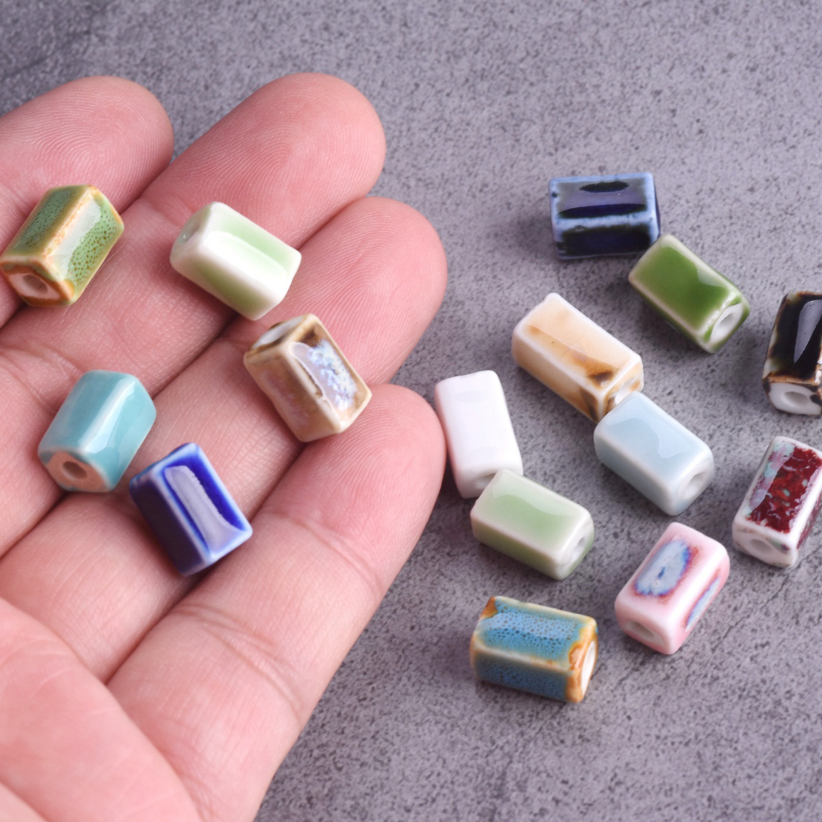 10 pièces Rectangle forme cuboïde 12x8mm fait à la main émaillé émail céramique porcelaine perles en vrac pour la fabrication de bijoux résultats de bricolage