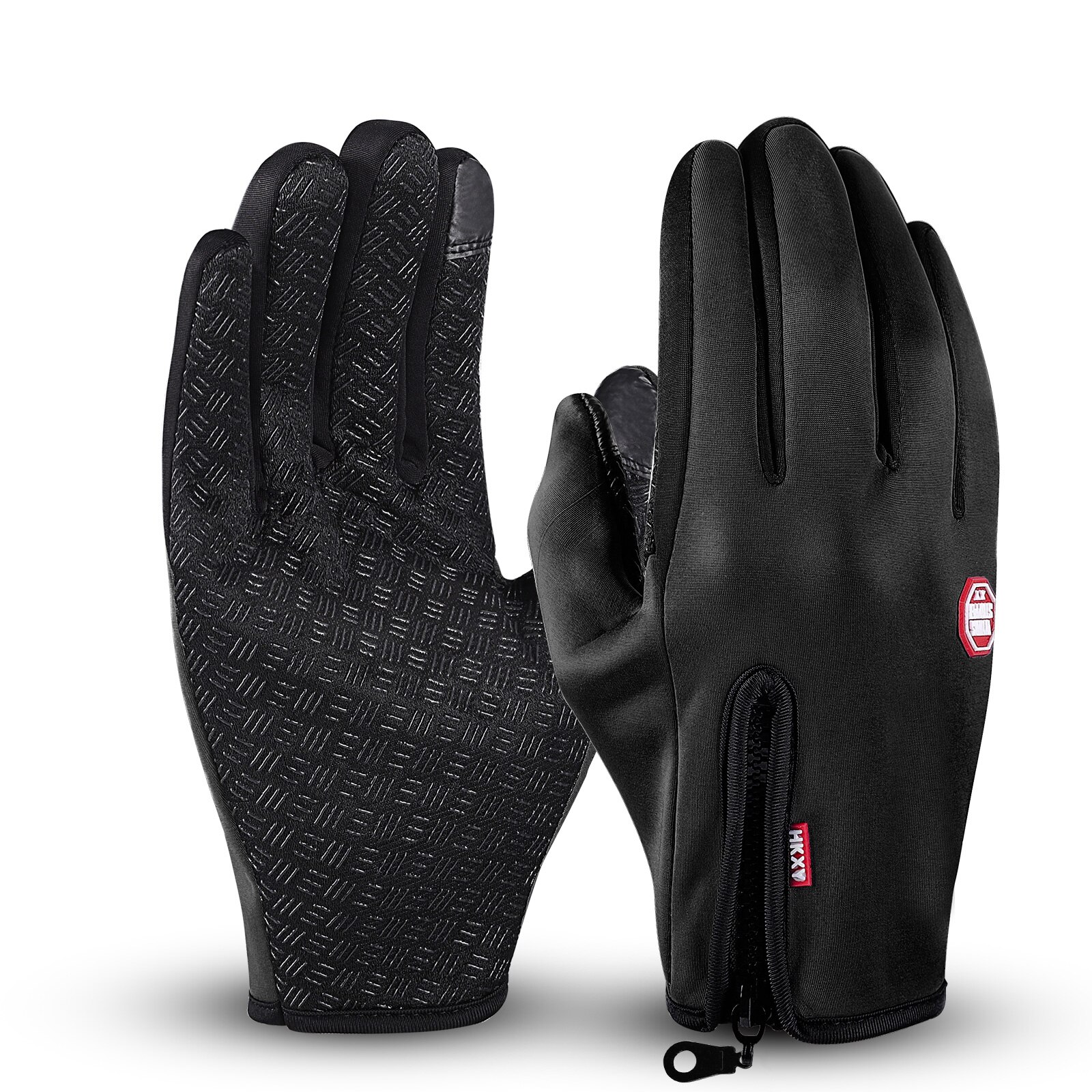 WEST Bike Ciclismo Guanti Inverno Caldo Antivento Bike Guanti Touch Screen Anti-slip Finger Completa Luva Ciclismo Guanti Della Bicicletta: Black / S