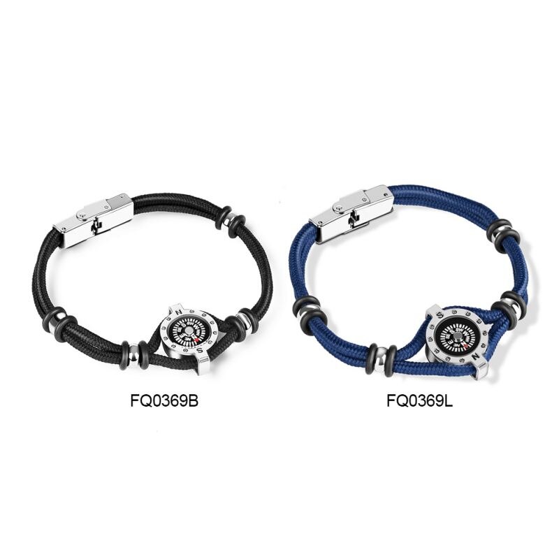 Titane acier Bracelet corde aventure escalade boussole ornements bijoux en plein air Camping randonnée sauvage Navigation outil