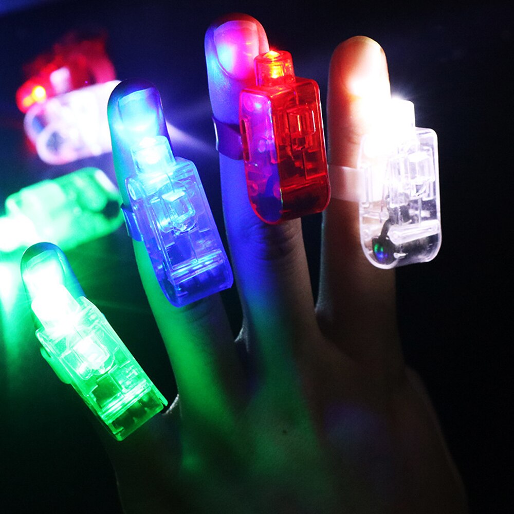 100pcs Led Finger Light Sticks Glowing Ring Glow Party Supplies Funny Luminous Toys for Children Festival Xmas