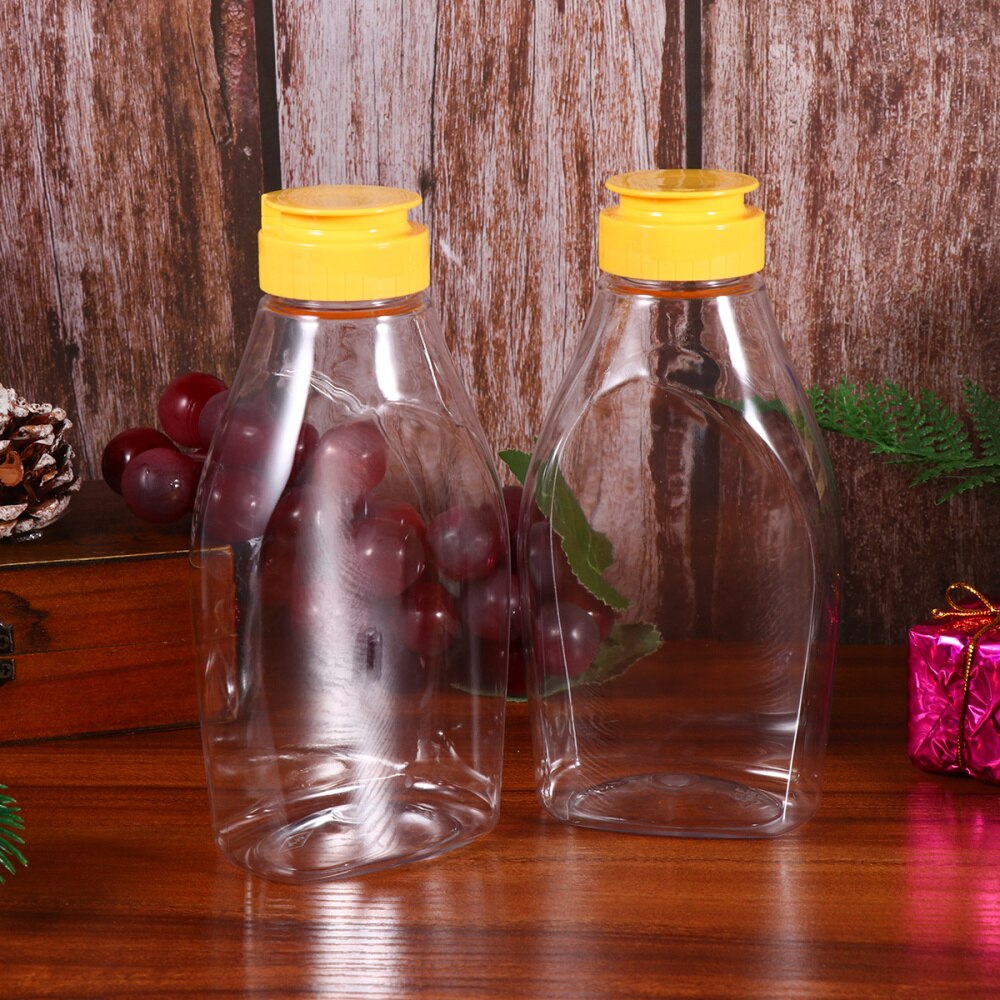 4pcs 500g Transparent Plastic Honey Bottle Food Packaging Bottle Honey Jar With Lid Honey Bottle Jam Container for Home