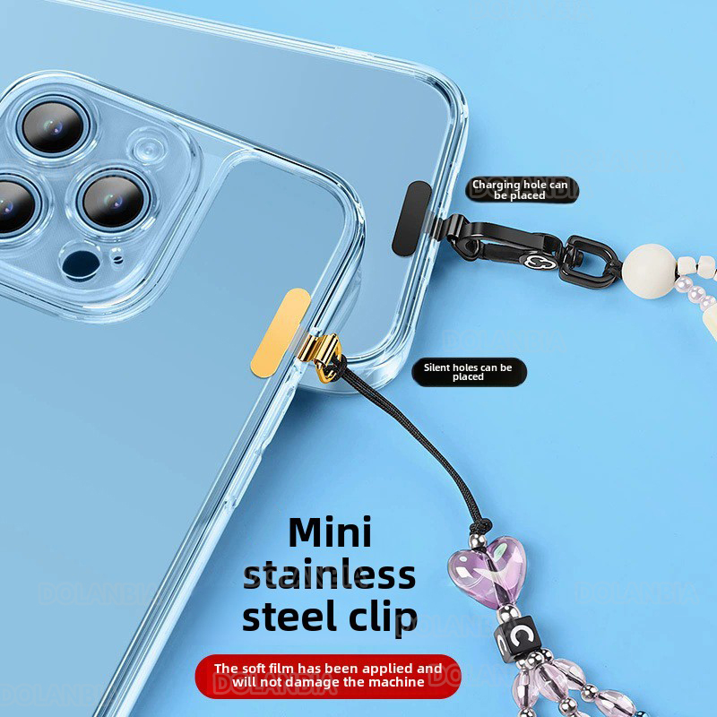 1/2PCS Mini Mobile Phone Lanyard Patch Pad Stainless Steel Silent Hole Clip Ultra-thin Metal Back Patch Sturdy Connection Piece
