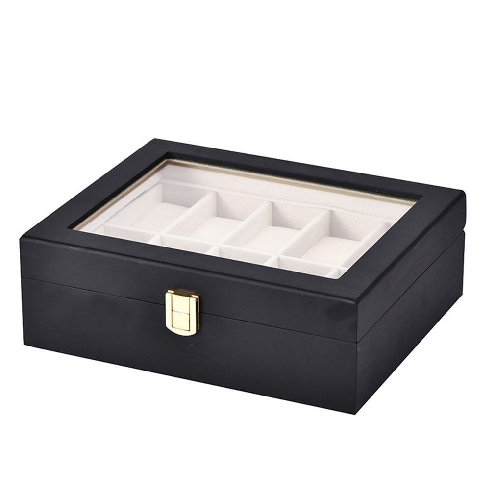 2/3/5/6/10/12 Slots Horloge Opbergdoos Met Rood Zwart Houten Glas Case Armband display Kist Horloges Houder Kist 2.