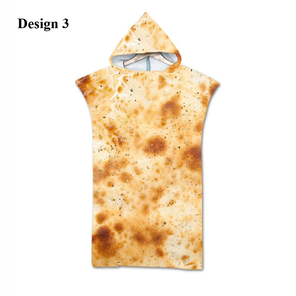 Nyhed sjov mexicansk burrito taco makron print stor hætte spa sauna surf svømme bad strand poncho håndklæde: Design 3