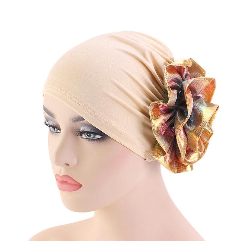 Indische Hütte Kappe Frauen Blume Haarausfall Turban Muslimischen Motorhaube Kopf wickeln Abdeckung Chemo Krebs Kappen Mützen Skullies Islamischen Kopftuch