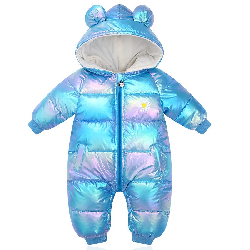 Babymeisjesromper winter felle kleur met capuchon dikke warme jumpsuits kostuum voor peuterjongens bovenkleding winddicht sneeuwpak: Blauw / 24m