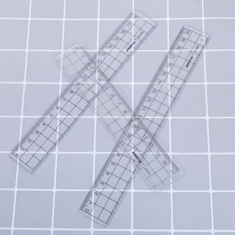 1pc 15cm 18cm 20cm Transparent Simple Ruler Plastic Square Ruler Cute Learning Stationery Drawing School Supplies