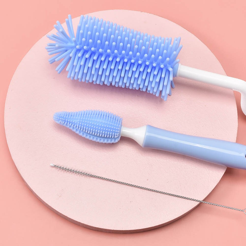 Silicone Water Cup Brush 360 Degree Rotation Baby Bottle Brush Set Kitchen Cup Scrubber Brush For Cup Cleaner Clean Home