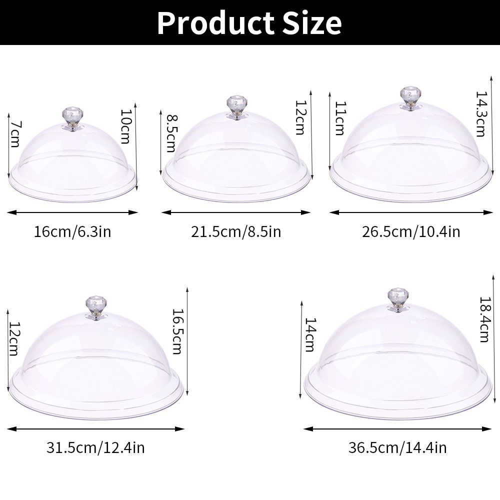 Acrylic Dessert Storage Tray Round Dish Dust-Proof Food Cover Cake Bread Plate Fruit Display Holder Food Cover