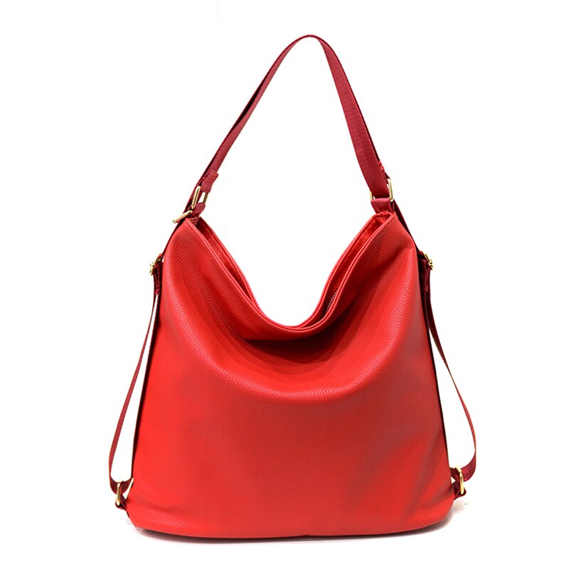 Multifunctionele leren damestassen, luxe rugzakken, hobo's schoudertas, leren damestassen: Rood