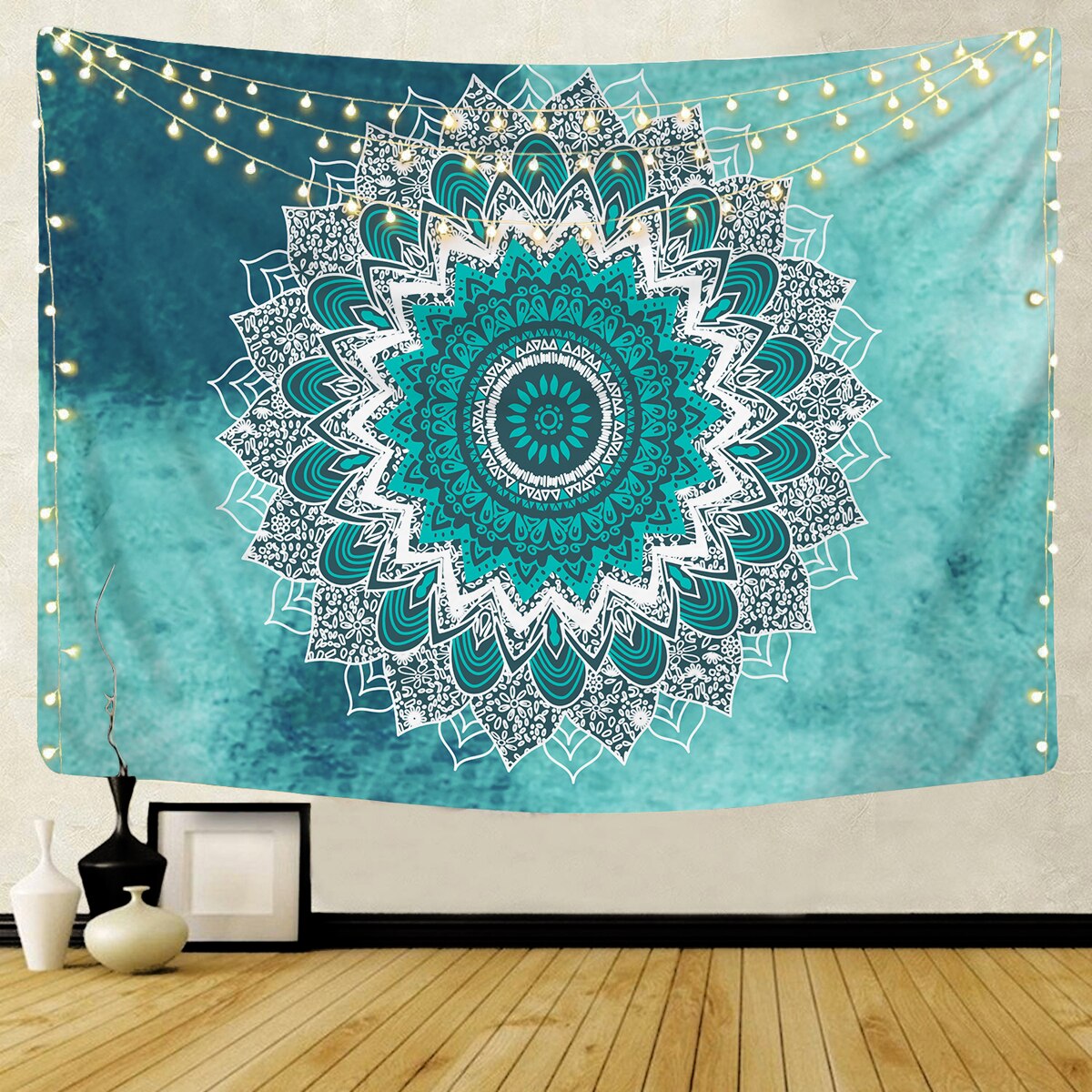 Tapestry Nordic Datura Mandala Hanging Cloth Decorative Tapestry Background Cloth Blanket Home Decor Tapestry 95x73cm