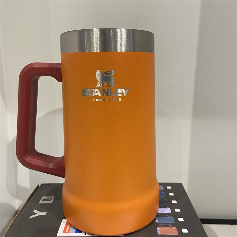 709ML uchwyt oryginalny kubek Stanley kubek termiczny kubki do piwa stal nierdzewna Stanley butelka na wodę termos próżniowy kubek z izolacją: Caneca Orange