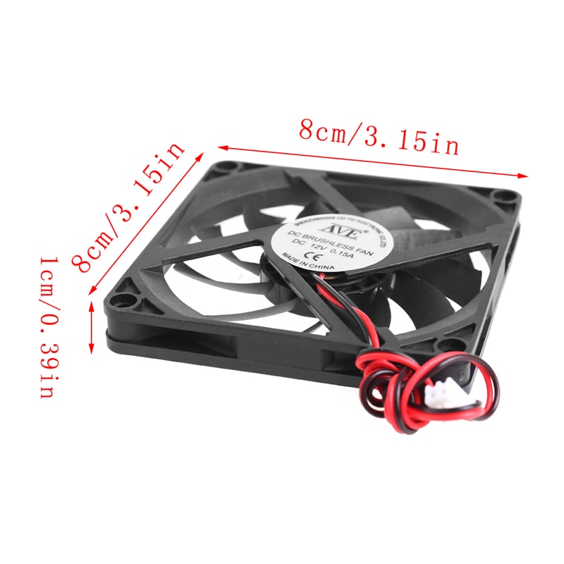 12V 2-Pin 80x80x10mm PC Computer CPU System Heatsink Brushless Cooling Fan 8010 27RB