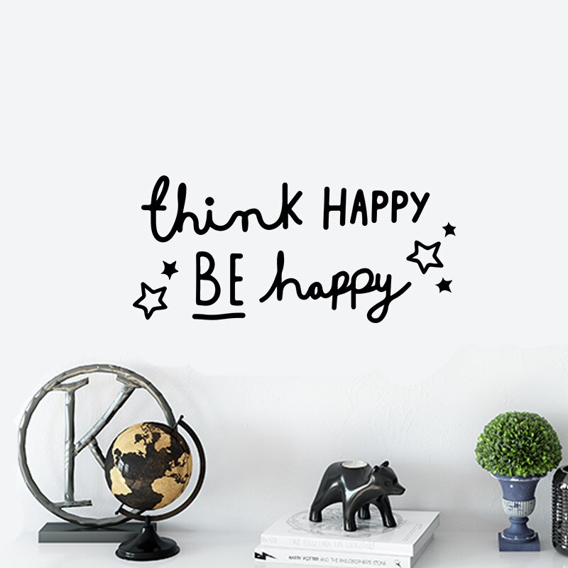Think Happy Be Happy Quotes Wall Sticker Room Decoration Living Room Bedroom Kids Room Decal Wall Home Decor Stickers