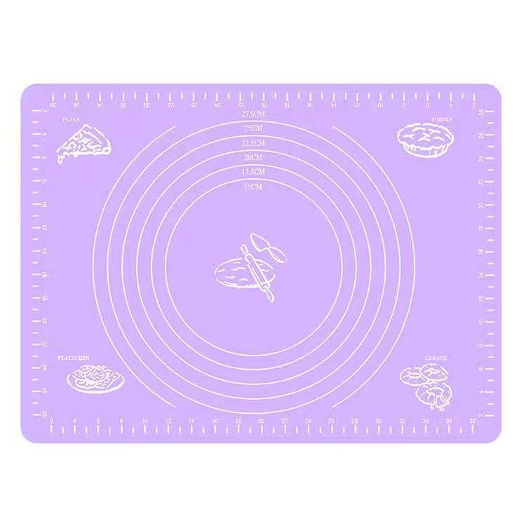 Multi-size Food Grade Silicone Kneading Pad, Baking Silicone Pad, Thickened Scaled Heat Insulation Chopping Board and Dough Pad: 40X30CM-Purple