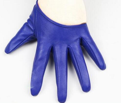 Multiple Color Women Patent leathe Gloves Women Solid Wrist Performance Dancing Mittens Driving Gloves: Blue