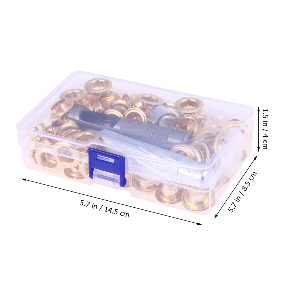 100 Set Grommets Kit Brass Eyelets Button Kit with 3PCS Tools Multipurpose Eyelets Button Set Portable Eyelets Button To