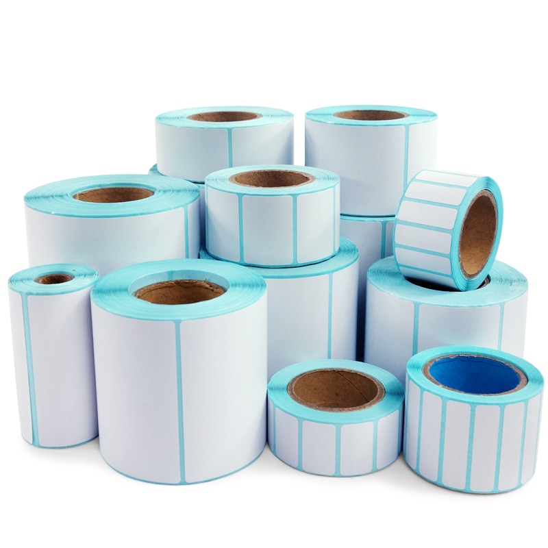 Papier autocollant code-barres pour imprimante, étiquette autocollante thermique continue, largeur 20mm ~ 100mm, 1 rouleau