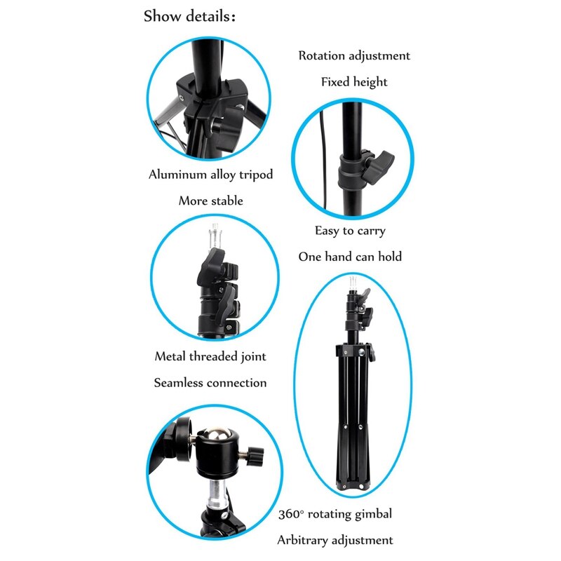 Led Ring Fill Light Tripod, 16cm Diameter Ring Fill Light and 2.1M Adjustable Telescopic Live Tripod