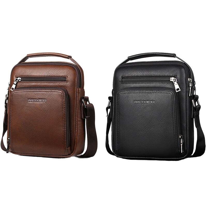 WEIXIER Casual Men Crossbody Bags Pu Leather Messenger Bag Men Handbag Top Male Shoulder Bags