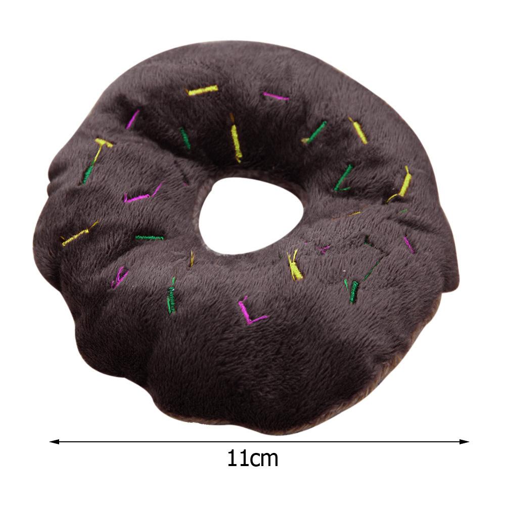 Donut Pet Toy Cartoon Squeaker Quack Sound Dogs Cats Chew Bite Cute Plush Play Puppy Playing Training Funny Chewing: Coffee doughnut