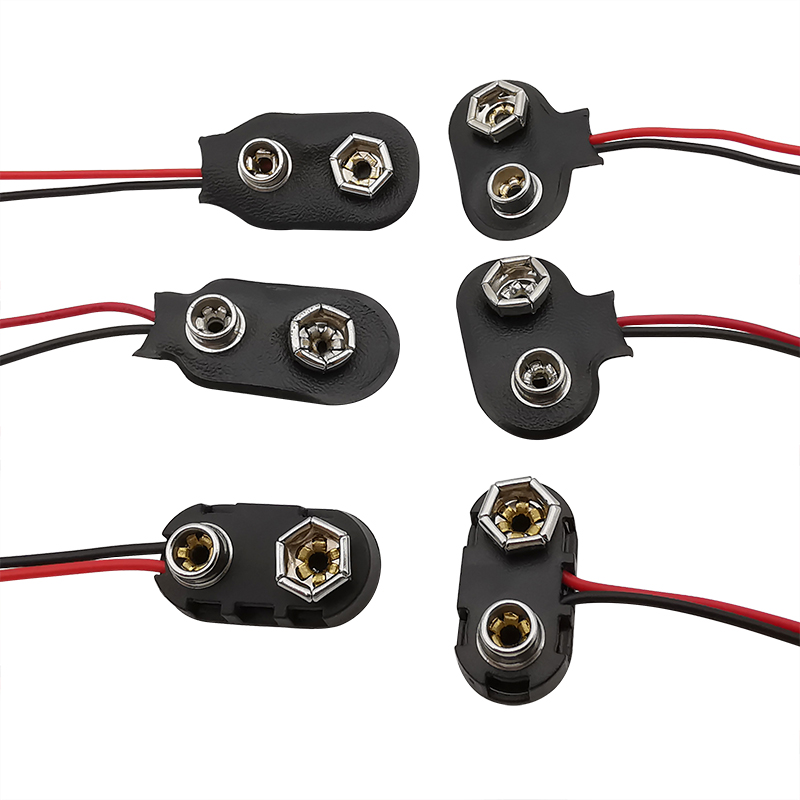5pz 9 V connettore clip batteria I/T tipo 9 volt fibbia batteria scatta cavi custodia 5.5x2.1mm DC spina maschio per Arduino fai da te