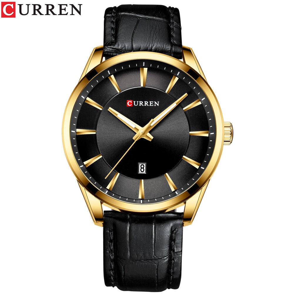 Casual Horloges Klok Curren Mannen Luxe Horloge Eenvoudige Quartz Horloge Met Lederen Mannelijke Horloges Zwart: gold  watch