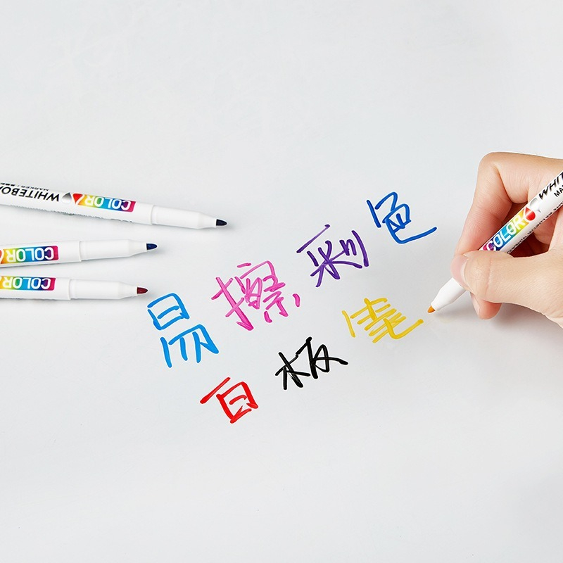 12-kleuren whiteboard-markerspen Fijne punt Droog uitwisbare markeerstift voor kinderen Graffiti Schrijven Tekening Kantoor School Kalenderborden