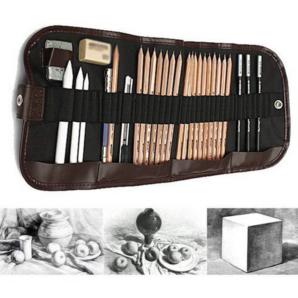 29 Pcs Sketching Pencil Set Charcoal Extender Eraser Cutter Drawing Suit Art Kit