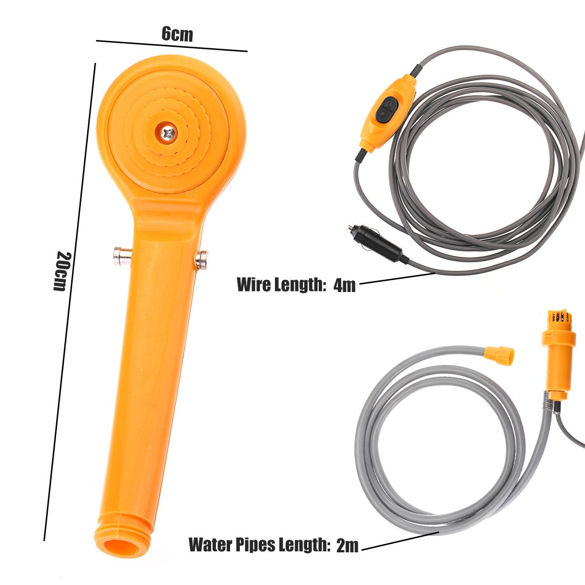 12V Portable Camping Shower Car Washer Wireless Car Shower DC 12V Pump Pressure Shower Outdoor Travel Caravan Van Pet Water Tank