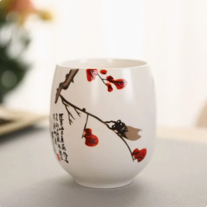 Taza de té de cerámica china hecha a mano, tazas de té de porcelana blanca, taza de café, juego de té maestro, accesorios, artículos para beber para el hogar, 1 ud.: Verde claro